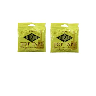 RotoSound Top Tape 2 Pack Monel Flatwound Electric Guitar Strings RS200 12-52