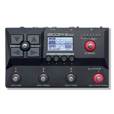 Zoom B2 Four Bass Multi-effects Processor with 104 Effects, 250 Presets, Amp Models, 6 DI Models, 68 Drum Patterns, Looper, USB Connectivity and StreamEye Polishing Cloth image 1