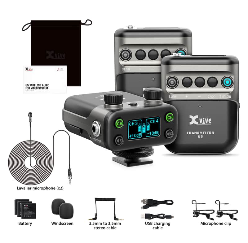XVIVE U5T2 LAVALIER - Sistema wireless digitale con doppio trasmettitore per camera DSLR o Broadcast image 1