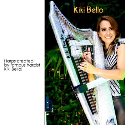33 String Athena Harpy with Levers - Electric-Acoustic Harp - White Matte image 6