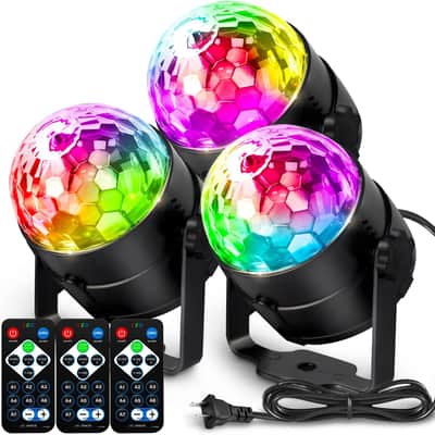 [3-Pack] Disco Ball DJ Party Lights Sound Activated with Remote Control Strobe Lamp 7 Modes Stage Light for Home Room Dance Parties Karaoke Halloween Christmas Birthday Decorations image 1