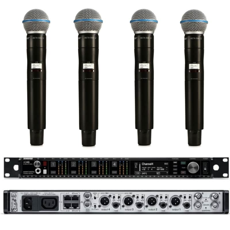 SHURE AXIENT Bundle AD4Q & AD2/B58 4 Channel Digital Rackmount Receiver & Mic Wireless System image 1
