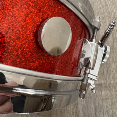 Gretsch  1962 Era Round Badge Progressive Jazz Bop Drum Set 18 Inch Bass Drum Tangerine Glass Glitter image 16