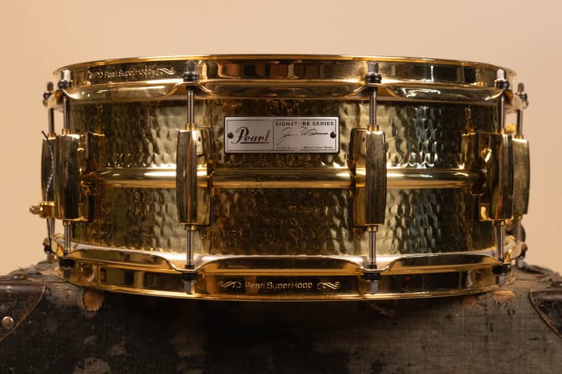 Pearl 5.5x14 Jimmy DeGrasso Signature Hammered Brass Snare Drum image 1