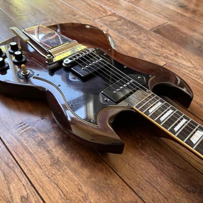 Rare Vintage 1973 Burny FSG-80 Electric Guitar Walnut P90s Vibrola Tremolo MIJ Japan image 7