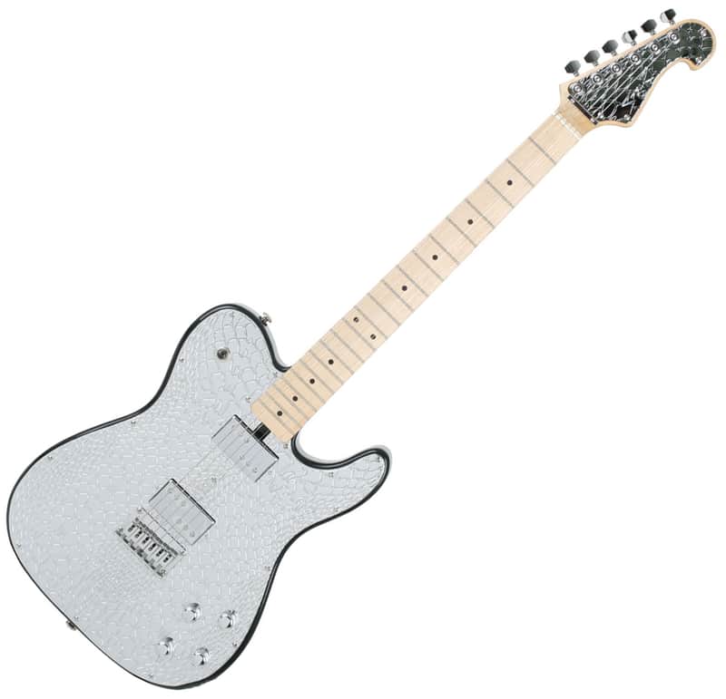Spear RT-ST Steel Top Electric Guitar Snake Skin Telecaster Mirror Unique Design image 1