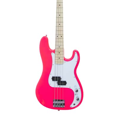 Quincy P BASS Electric Guitar Neon Colour Full Size Neon Pink Girl Girls Bright Day-glow image 1