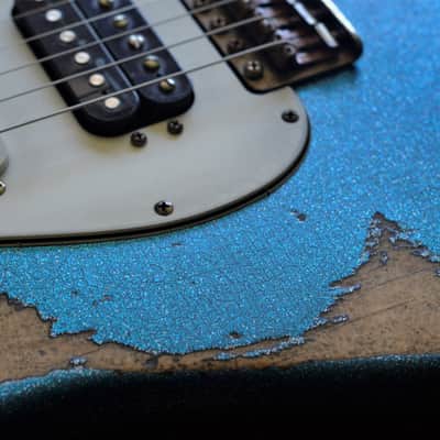 American Fender Stratocaster Relic Custom Nitro Blue Sparkle HSS image 18