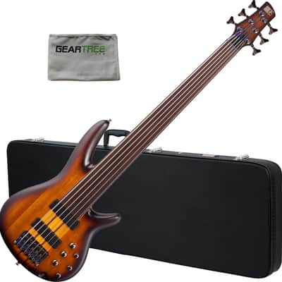 Ibanez SRF706 SR Bass Workshop Series 6-String Fretless Bass Guitar, Brown Burst Flat w/ Hard Case and Cloth image 2