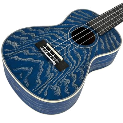 Amahi C-23 Quilted Ash Concert Ukulele Blue w/Gigbag image 6