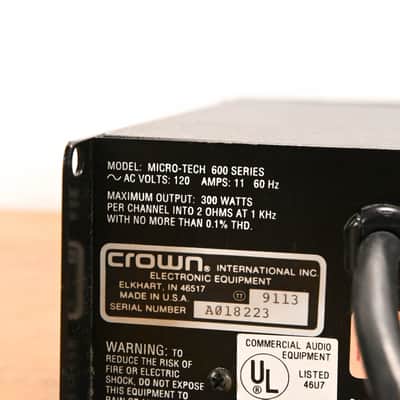 Crown Micro-Tech 600 2-Channel Power Amplifier CG01YXS image 12