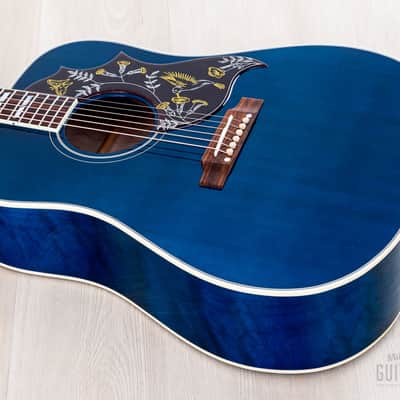 2022 Gibson Custom Shop Hummingbird Acoustic Electric Guitar Viper Blue Quilted Maple, Near-Mint w/ Case image 11