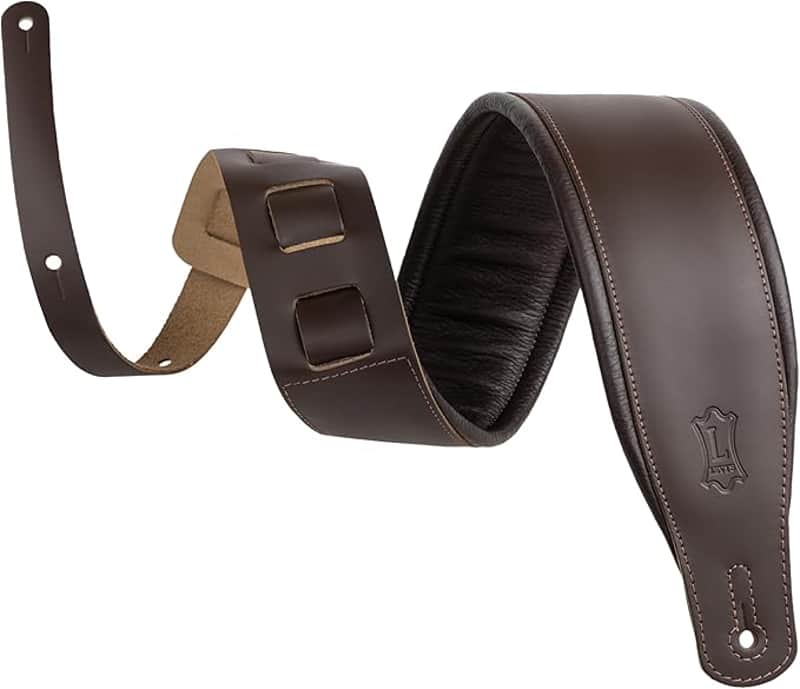 Levy's Levy's Leathers Best-Selling 3" Wide Amped Leather Series Extra Long Guitar Strap with Foam Padding, Dark Brown, (M26PD-DBR-XL) image 1