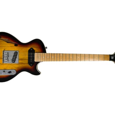 BootLegger Guitar Single Barrel Brown Red Black Burst Custom Case & Flask P90 & Single Coil image 12