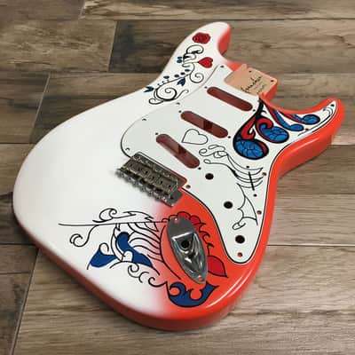 Made to Order - FRANCHIN Mercury guitar body and pickguard Jimi Hendrix MONTEREY REPLICA White and Red 100% Nitro Lacquer Alder Stratocaster-Strat-S-Style Made in Italy image 9
