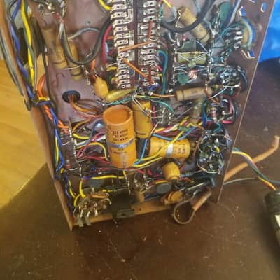 Webcor Small Mono Tube Amp Project 6V6 6E5 12AX7 AlNiCo 4" Speaker Bumblebee Sprague 1955 Copper image 9