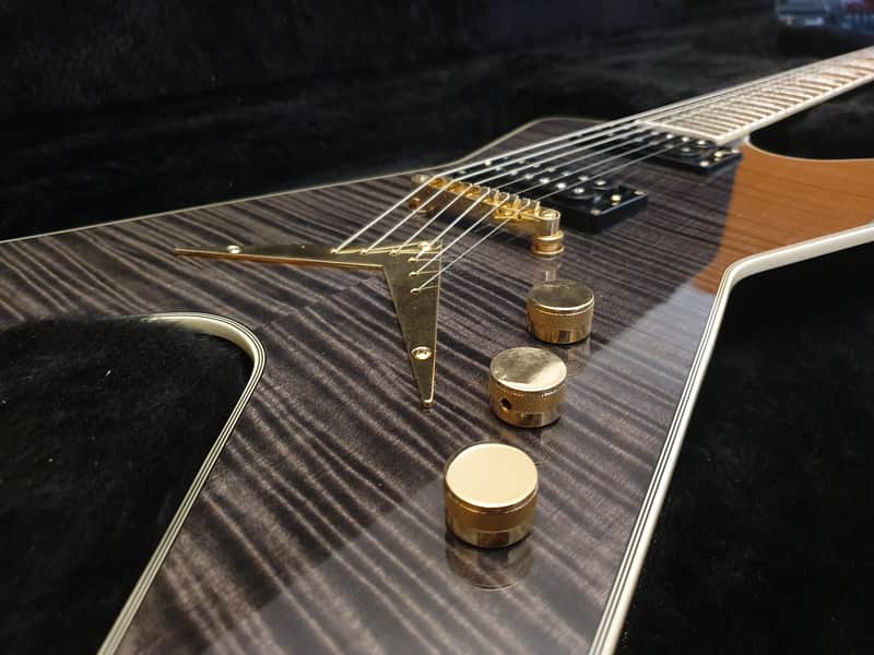 RARE Dean Limited Edition Black Gold ML Trans Black AAA Flame | Reverb