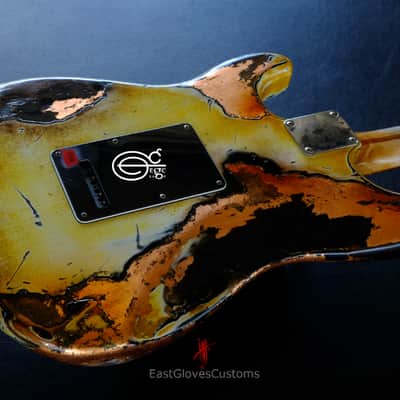 Fender Stratocaster Yellow/Copper Hot Lava Super Heavy Aged Relic by East Gloves Customs image 11