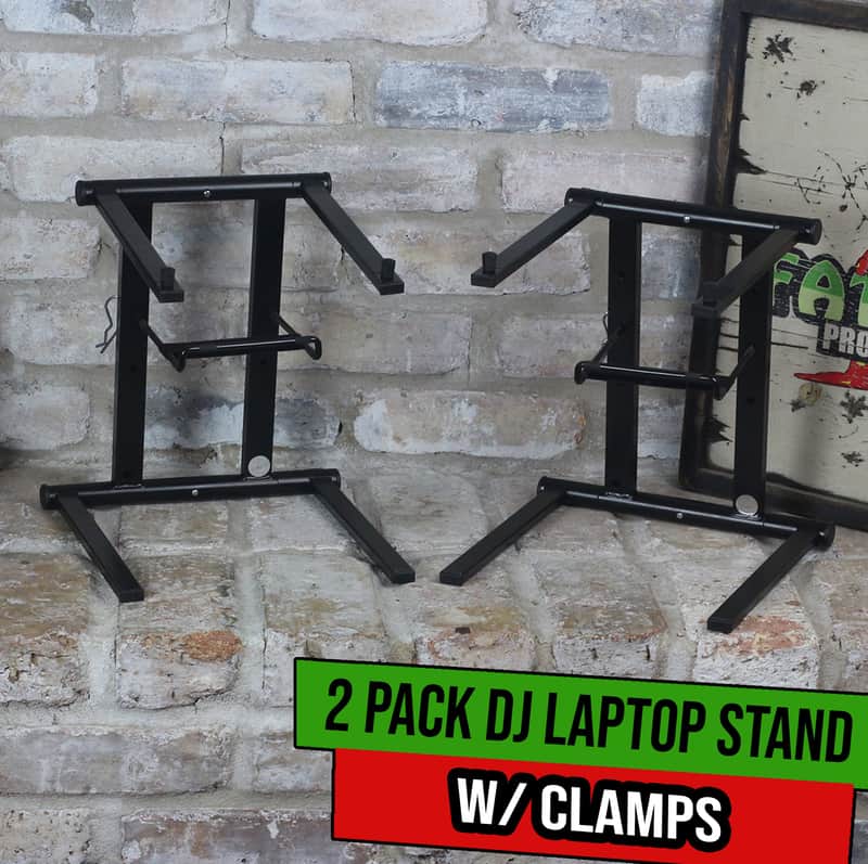 (2x BUNDLE) DJ Booth Laptop Stand by FAT TOAD | Sub-Tray Shelf Rack iPad Tablets image 1