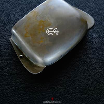 (#P21 ) Fender Pricision Bass Ashtray Chrome Metal Bridge Cover Relic Distressed Aged image 2