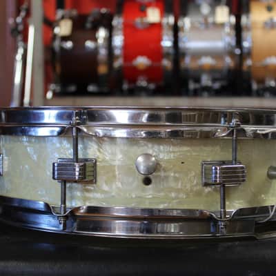 1950s WFL 4x14 Snare Drum in White Marine Pearl image 3
