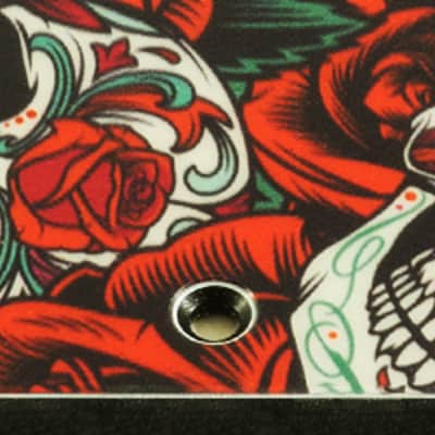 Custom Pickguard For 1986 - 1988 Made in Japan Squier by Fender Bullet S-3T - Dia De Muertos Calavera Skull & Rose Graphic .090" image 2