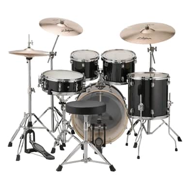 Ludwig Element Evolution 5 Pc. Drum Set w/Hardware and Zildjian I Series Cymbals- Black Sparkle image 2