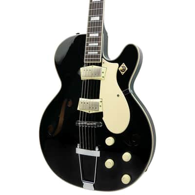 Silvertone Semi-Hollow w/ Trapeze 2 mini-hum PU's - Gloss Black (1446TBK) image 3