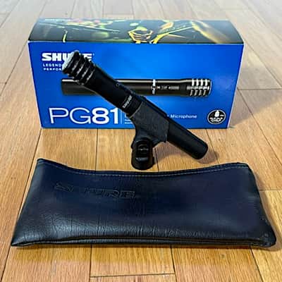 Shure  PG81 Cardiod Condenser Instrument Microphone w/ Factory Box, Vinyl Carry Bag & Mic Clip, Excellent Condition image 1