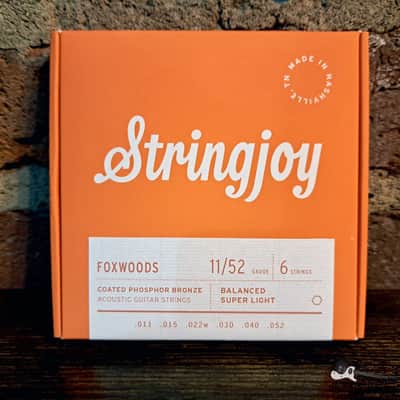 Stringjoy Foxwoods | (11-52) Super Light Gauge Coated Phosphor Bronze Acoustic Guitar Strings Standa image 1