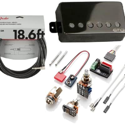 EMG 57TW BLACK CHROME BRIDGE HUMBUCKER DUAL MODE TW STANDARD SPACED SHORT SHAFT POTS ( FENDER 18FT ) image 1