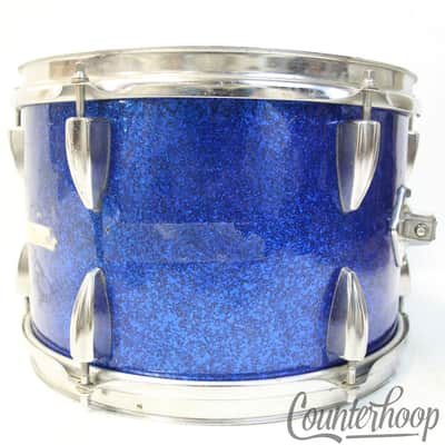 Pearl 12x8"Tom Drum Blue Sparkle Vintage 60s MIJ Japan 6Ply Mahogany Stencil image 3