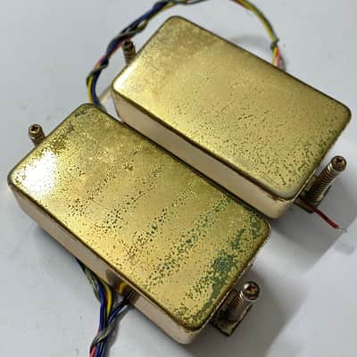 1978 Maxon PU-1 humbucker set Greco Mirage M900 8.47k + 8.3k 4 conductor leads – Relic gold original vintage made in Japan image 3