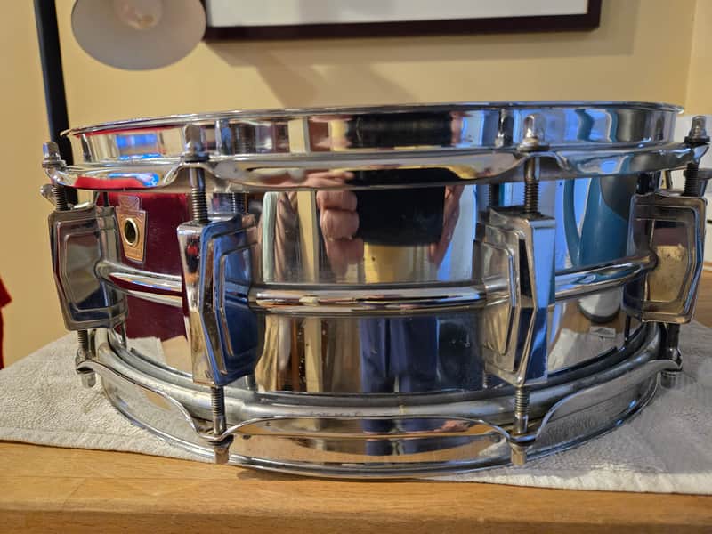Ludwig No. 400 Supraphonic 5x14" 10-Lug Aluminum Snare Drum with Keystone Badge 1963 - 1969 - Chrome image 1