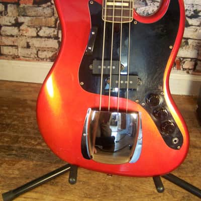 Vintage Harmony Bass Guitar, Model H75-MR,  1970s, Metallic Red image 1