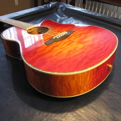 2005 Ibanez AEF 100 Acoustic Electric Guitar Antique Cherry Burst image 7