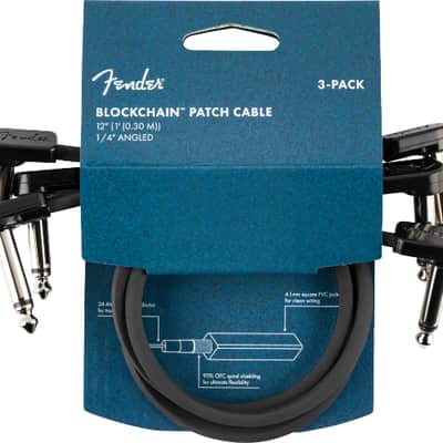 Fender Blockchain 12" Pedal Patch Cables, 3-pack, Angle/Angle image 4