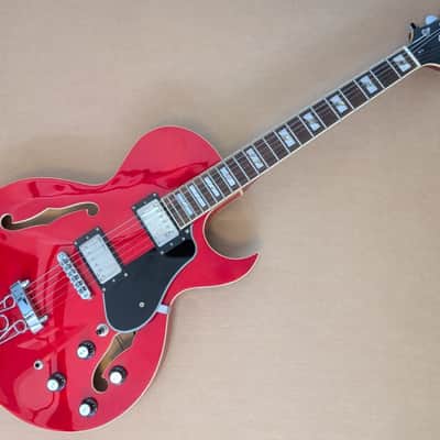 Revelation RT75 Hollow Body Electric Guitar Cherry Red Great Player image 1