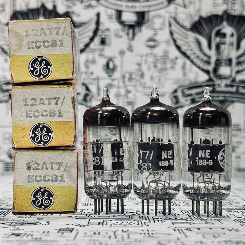 GE 12AT7 / ECC81 Set PreampTubes 1970s - Tested image 1