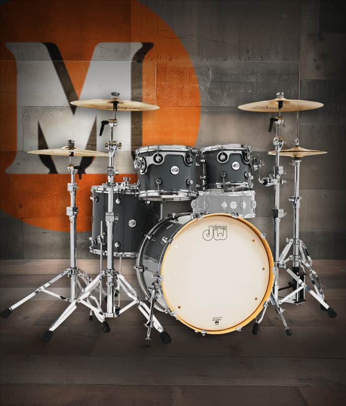 DW Design Series 4-Piece 22" Bass Drum Maple Shell Pack - Steel Gray w/Chrome Hardware image 1