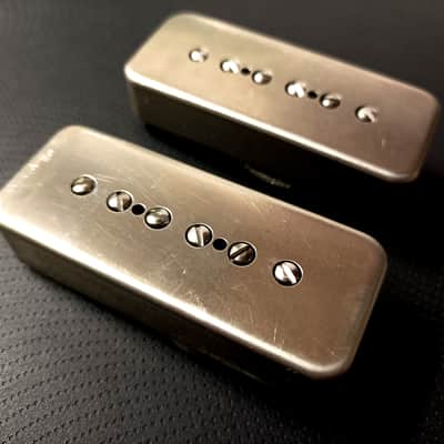 SOAP BAR P90 Pickups SET METAL Non-Plated Nickel Silver Cover Vintage  Gibson Epiphone Custom Shop Q image 3