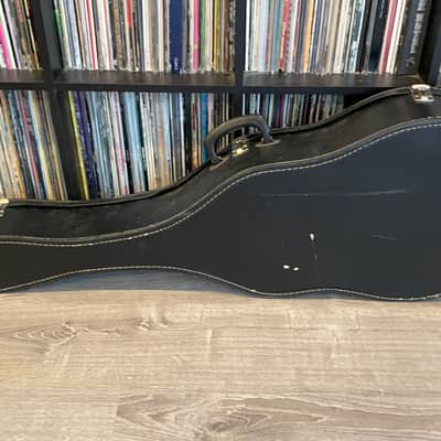 Vintage Acoustic Guitar Case 1960’s-1970’s Black w Orange Gold Interior image 18