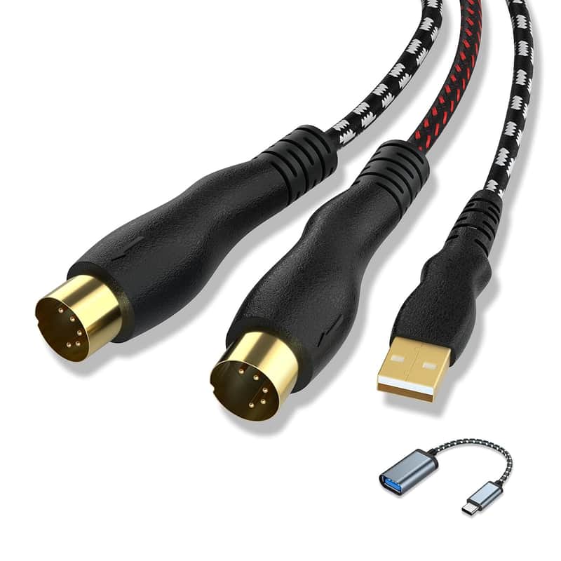 USB to MIDI Cable 6.5Ft, MIDI Interface Adapter,MIDI to USB Cable Converter ​for Music Keyboard Piano to PC Mac Laptop Windows Android image 1