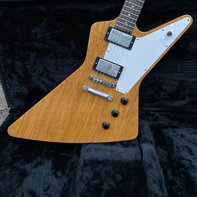 USA 2006 Hamer Korina Standard Explorer with rare checkerboard logo and original hardshell case SEE DESCRIPTION image 1