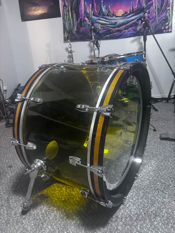 Ludwig Vistalite 24” Bass Drum Yellow 2000’s - Yellow image 1