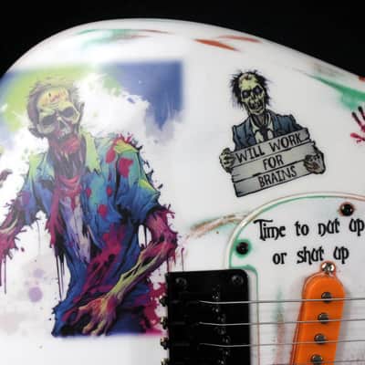 Custom Painted and Upgraded Fender Squier Strat - Aged and Worn With Graphics and Matching Headstock image 8
