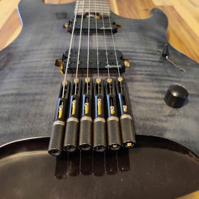 Harley Benton Dullahan-AT 24 Tbk Headless Guitar 2019 Transparent Black/Blue image 4