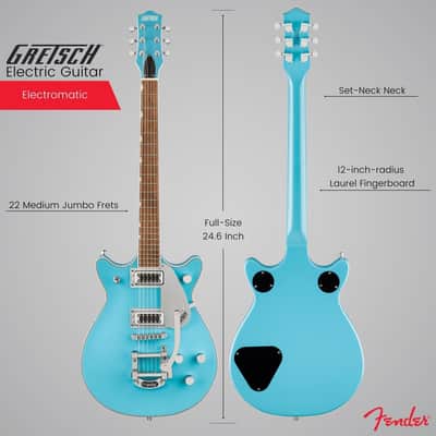 Gretsch G5232T Electromatic Double Jet FT Kailani Blue Electric Guitar Bundle image 5