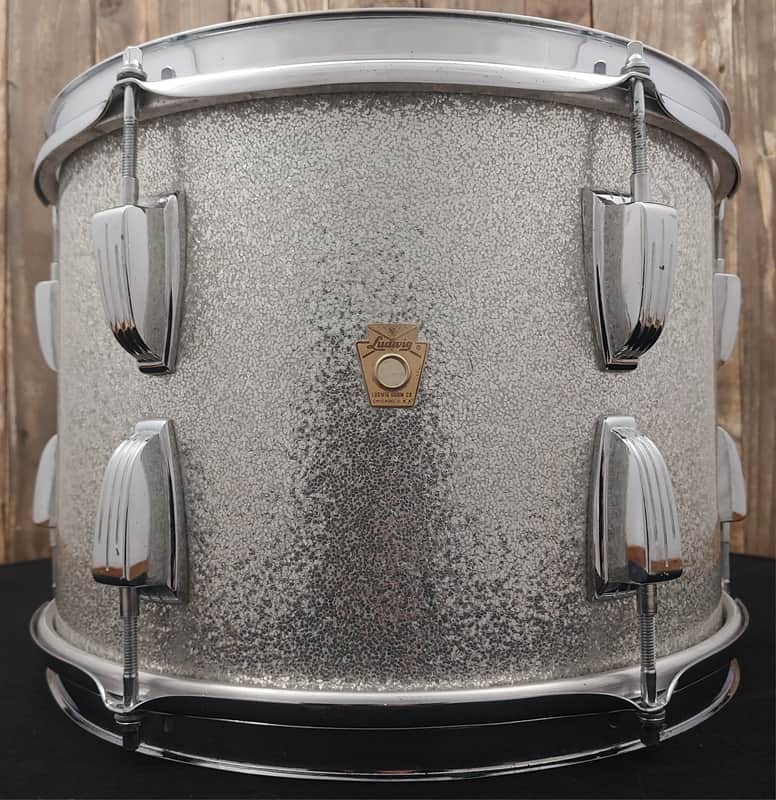 60's Ludwig Keystone Badge 13"x9" Super Classic Silver Sparkle Tom image 1