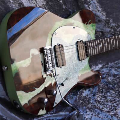 GB Liuteria Traditional Tele walnut burl and resin green image 16